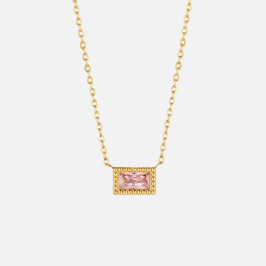 Birthstone Necklace with Baguette Crystal