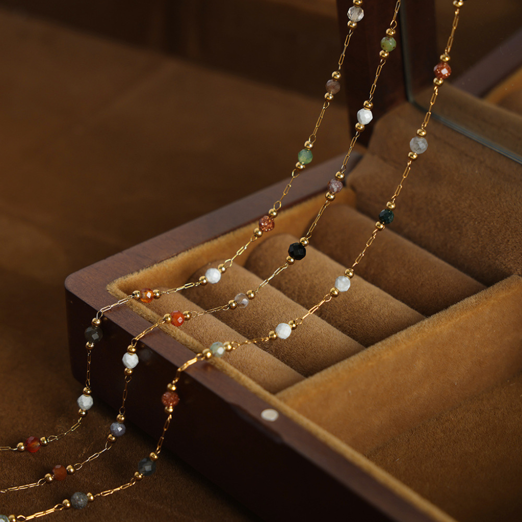 Beaded Necklace with Natural Stone Accents