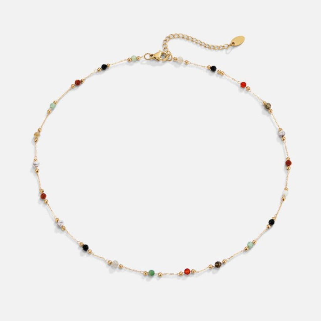 Beaded Necklace with Natural Stone Accents