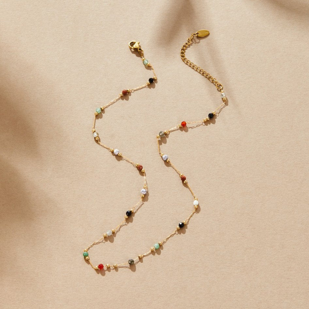 Beaded Necklace with Natural Stone Accents