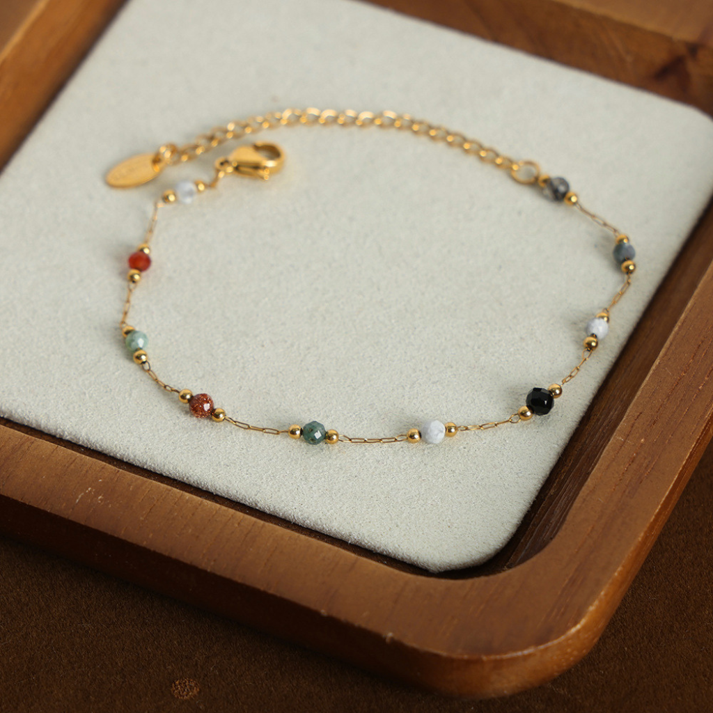 Beaded Necklace with Natural Stone Accents