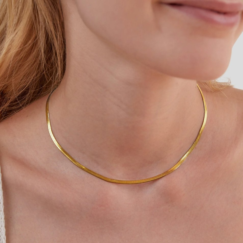 Gold Snake Chain Necklace with Sleek Link Design