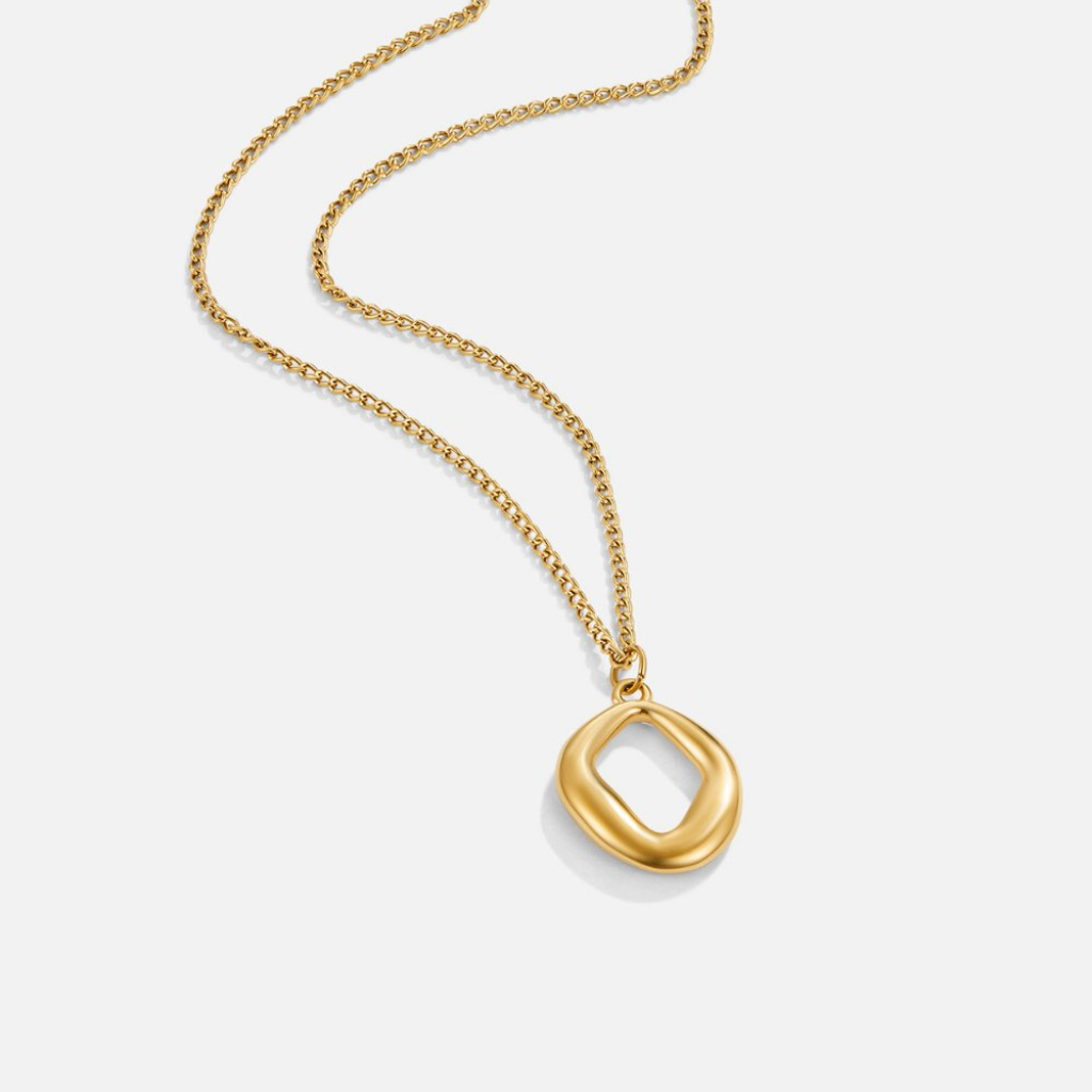 Gold Tone Geometric Necklace with Angular Pendant Design