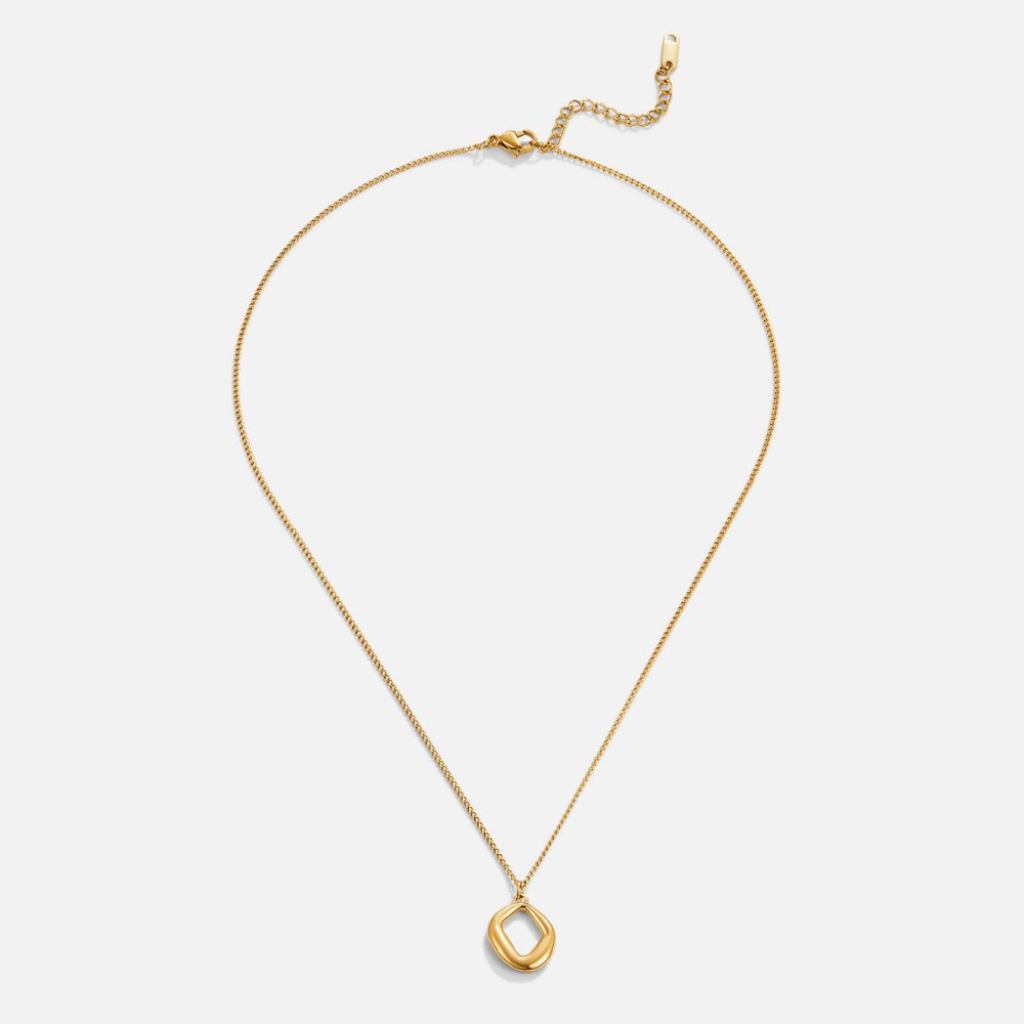 Gold Tone Geometric Necklace with Angular Pendant Design