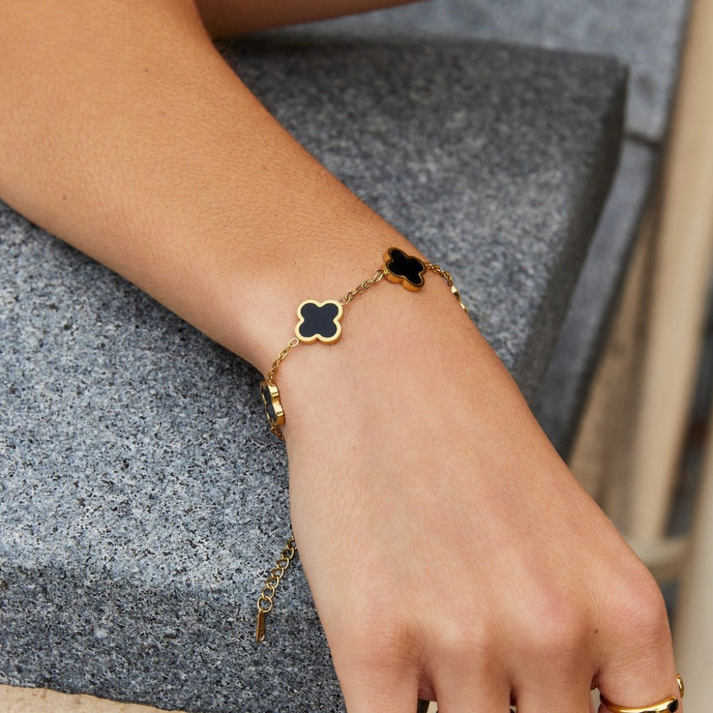 Clover Bracelet with Shell Stone Charms