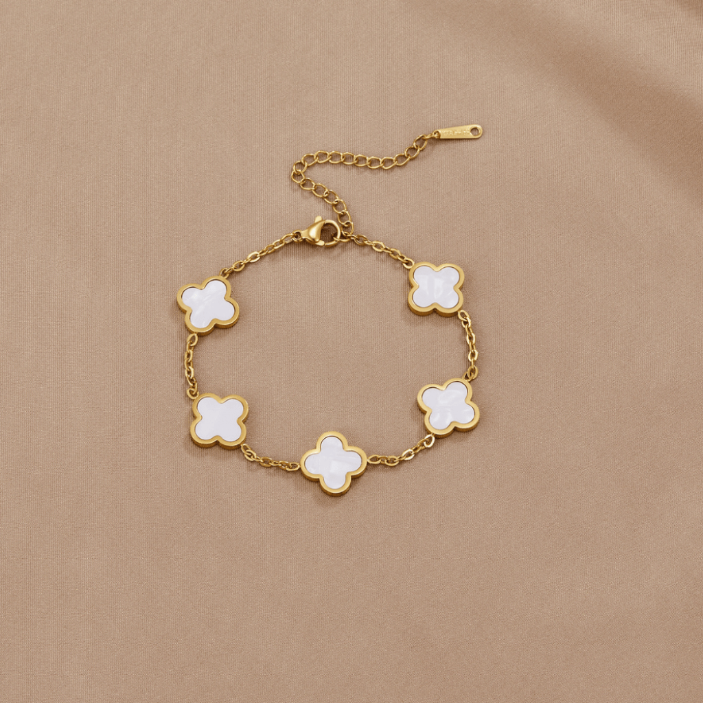 Clover Bracelet with Shell Stone Charms