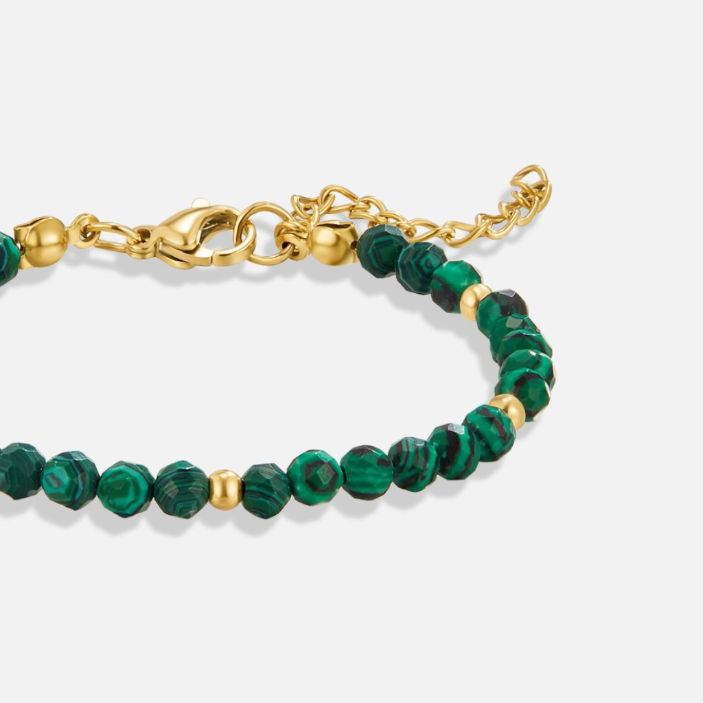 Gold Plated Bracelet with Green Crystal Beads