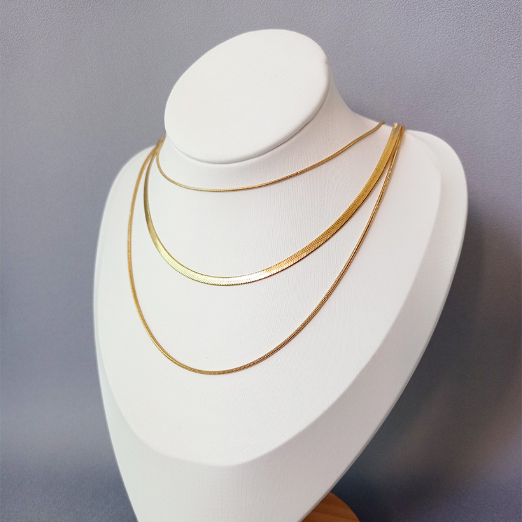 Multi Layer Chain Necklace with Snake Chain Detail