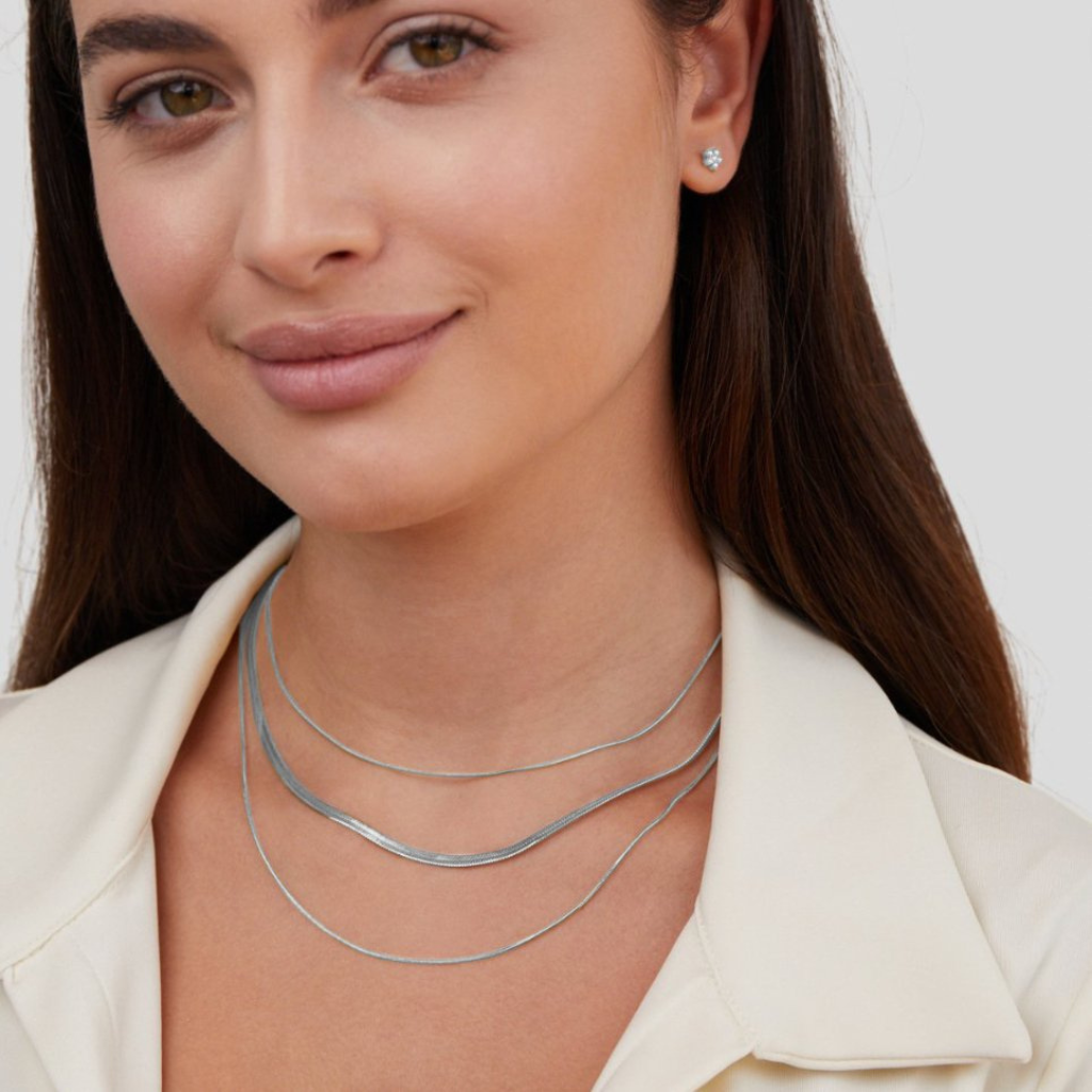 Multi Layer Chain Necklace with Snake Chain Detail