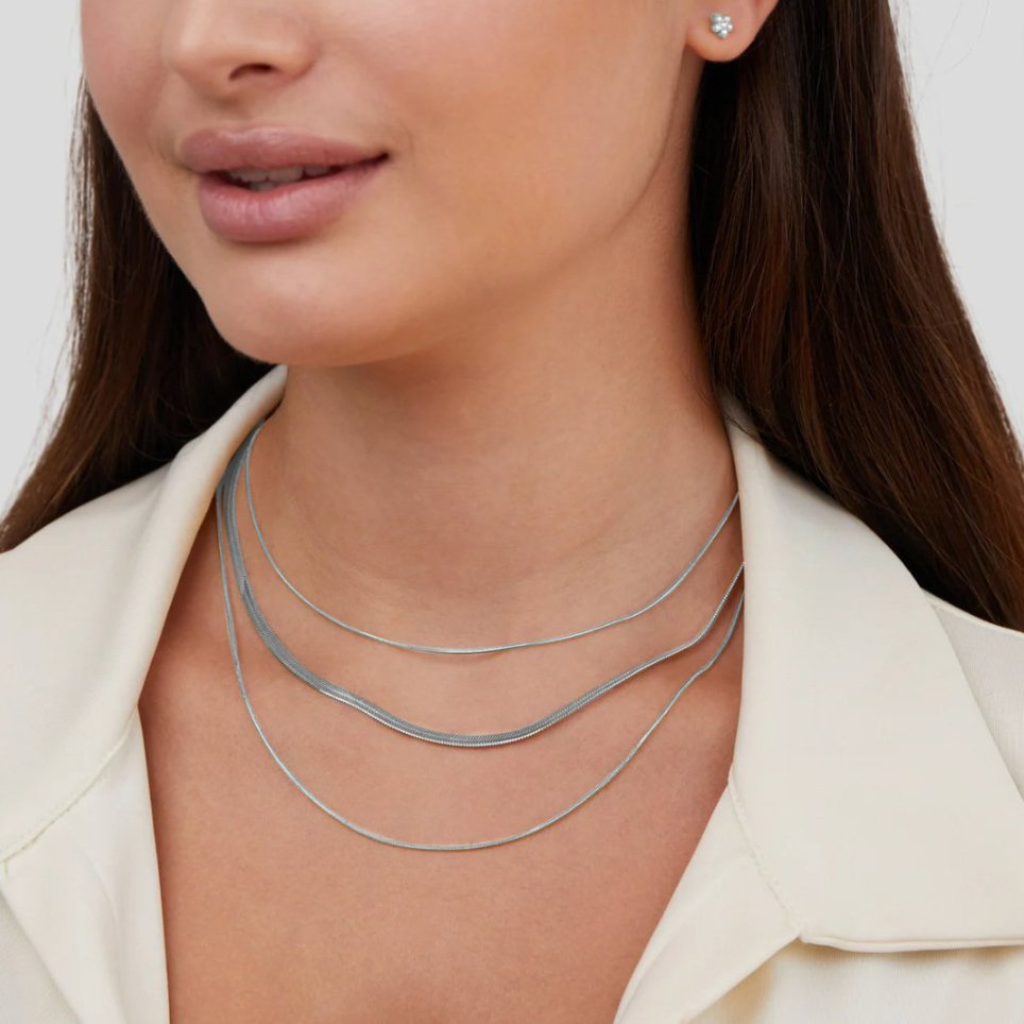 Multi Layer Chain Necklace with Snake Chain Detail