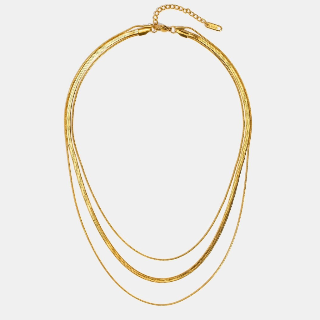 Multi Layer Chain Necklace with Snake Chain Detail