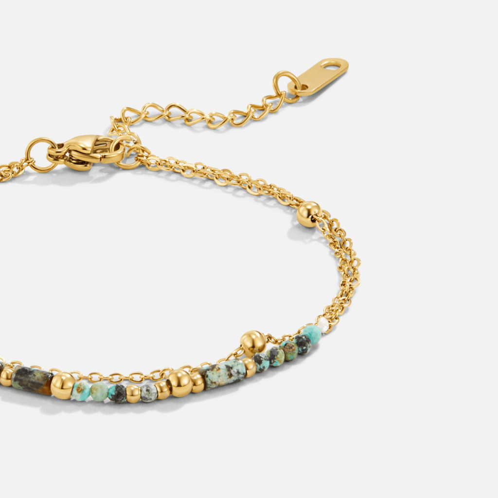 Gold Plated Bracelet with Natural Crystal Beads