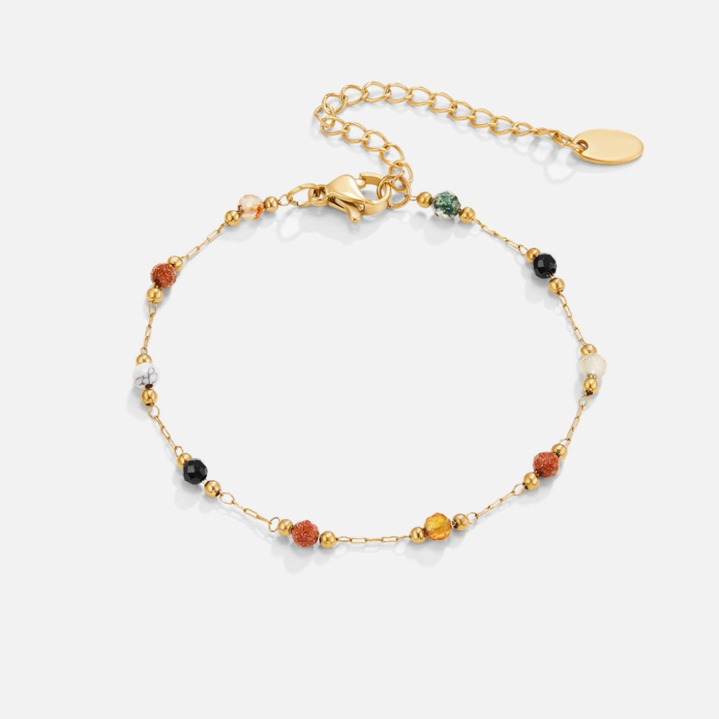 Adjustable Bracelet with Mixed Natural Crystal Beads
