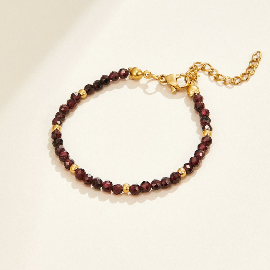 Gold-Tone Red Garnet Bead Bracelet