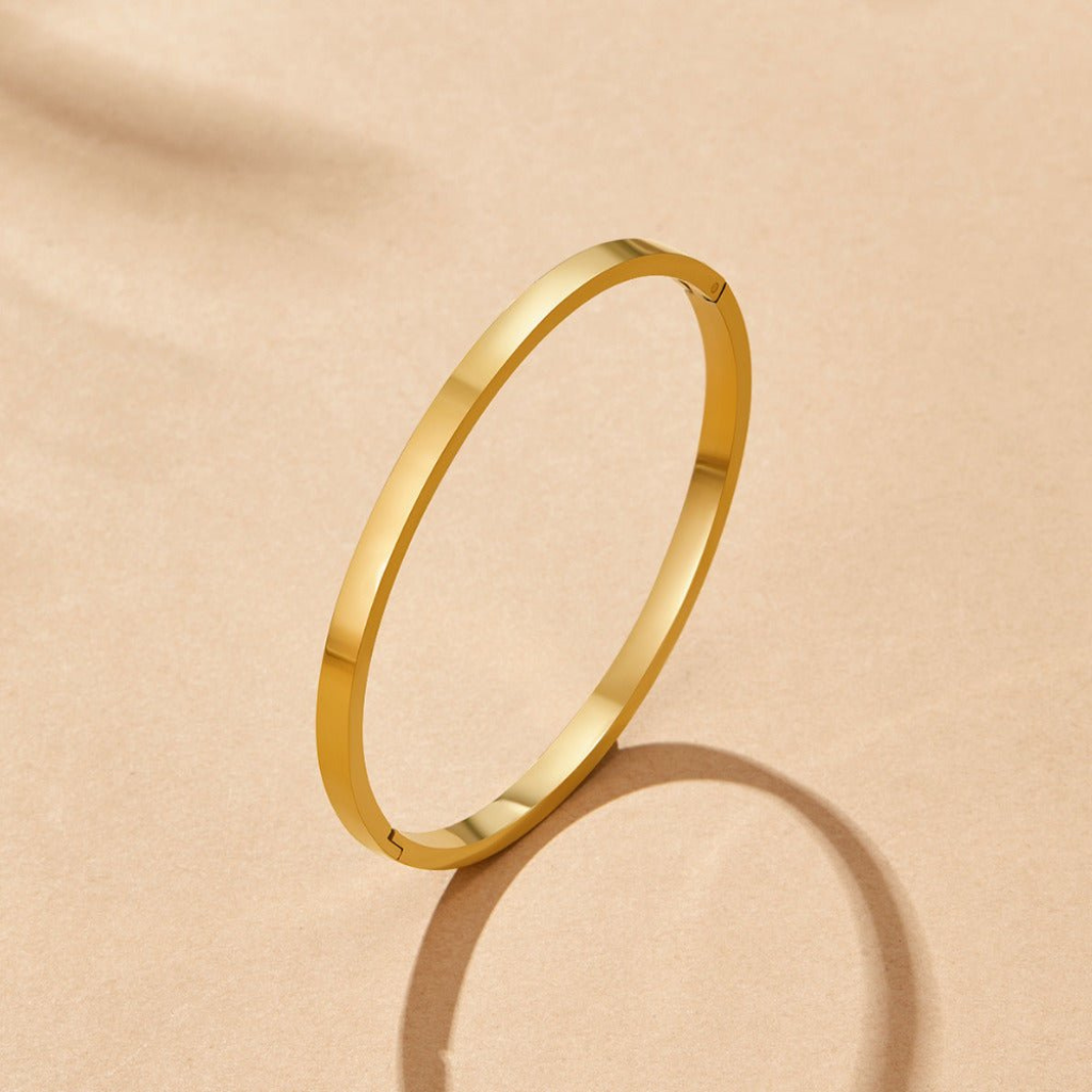 Gold Bangle Bracelet with Smooth Polished Finish