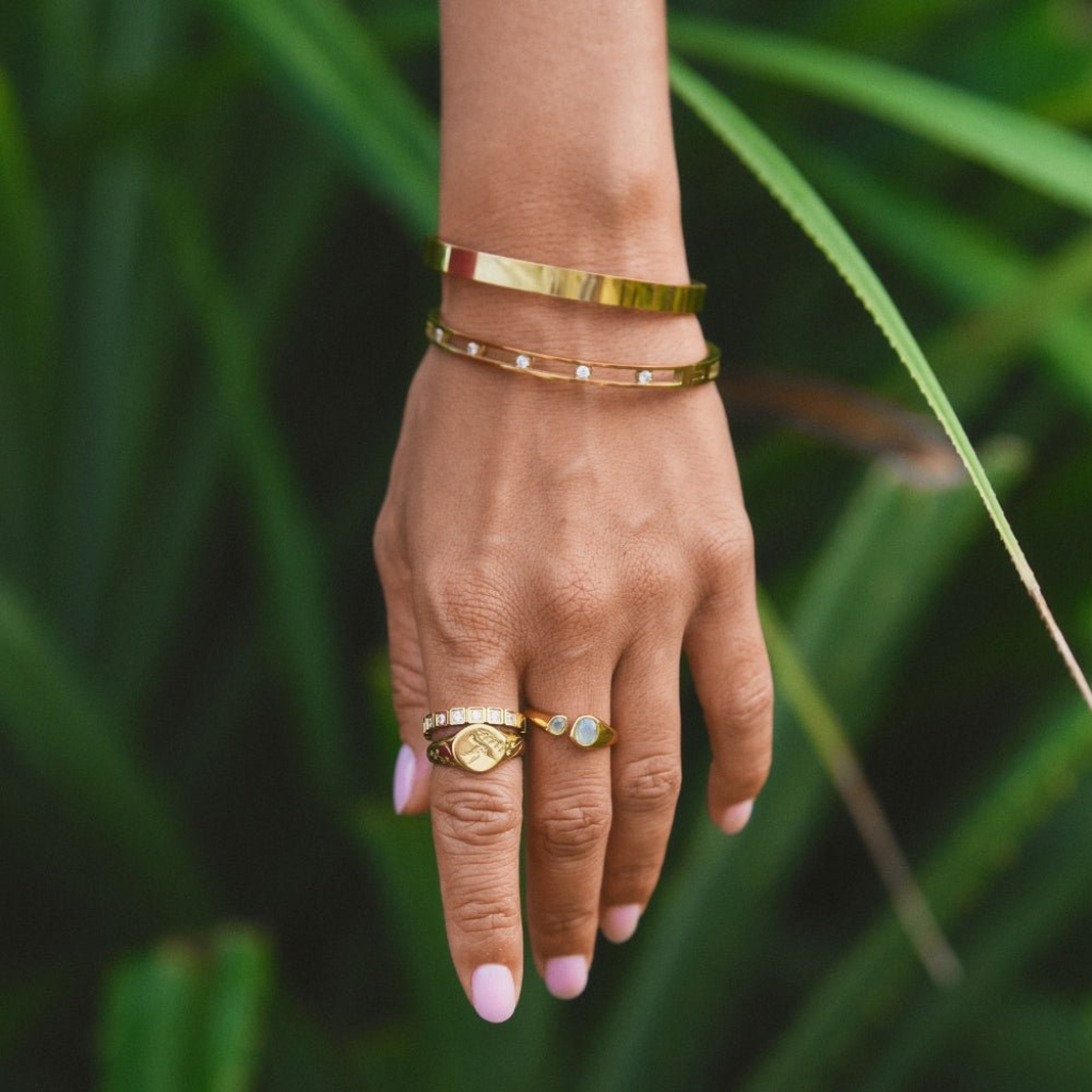Gold Bangle Bracelet with Smooth Polished Finish