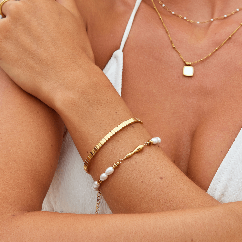 Gold Bangle Bracelet with Smooth Finish