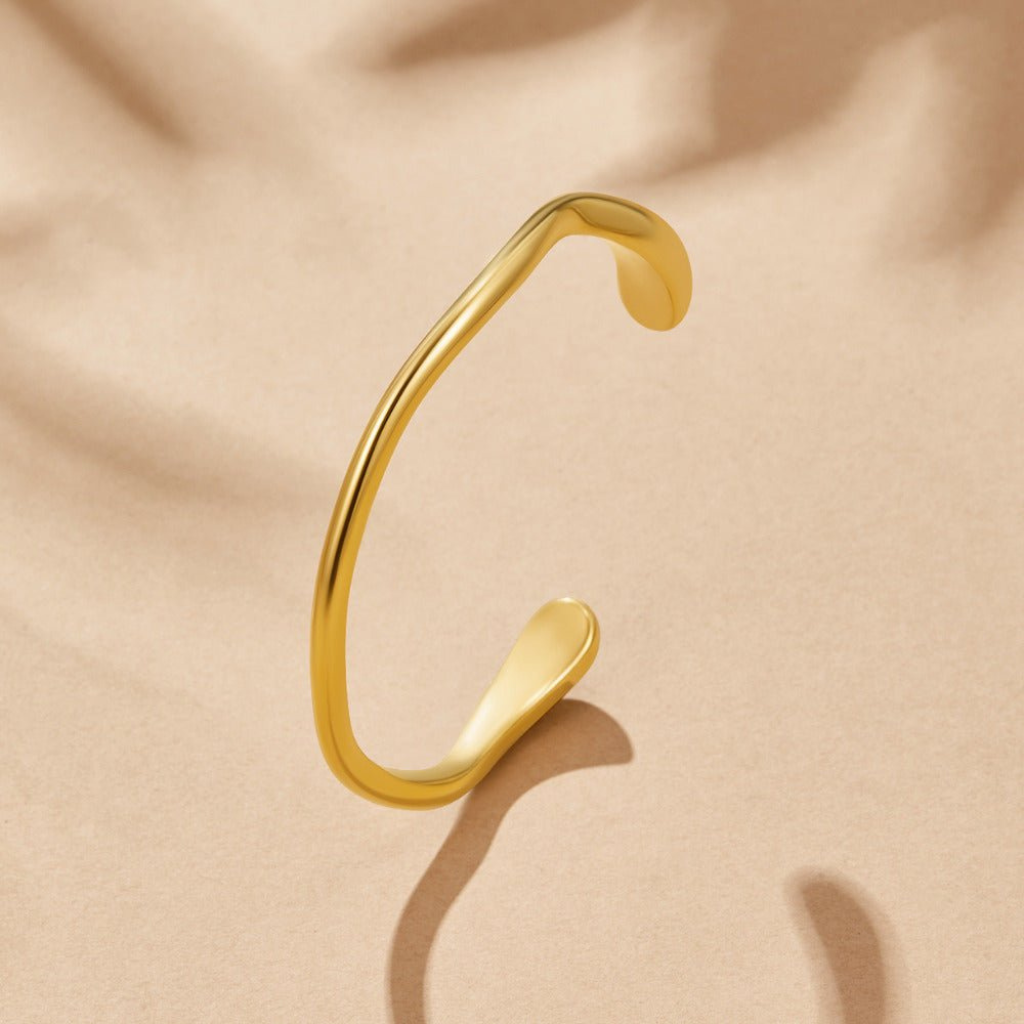 Gold Bangle Bracelet with Smooth Polished Band