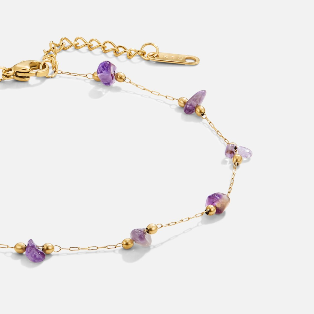 Anklet with Amethyst Stone and Beads