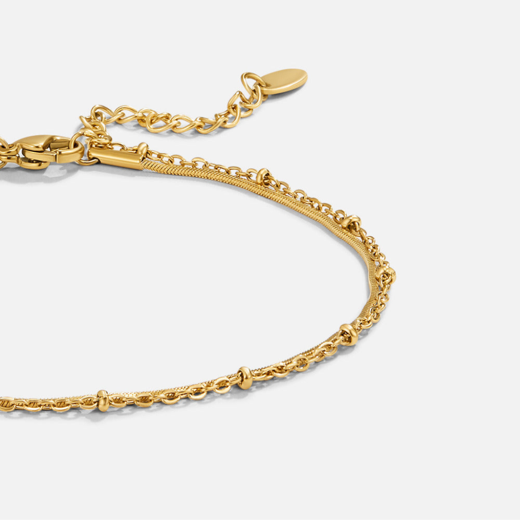 Layered Anklet with Dual Chain Detail