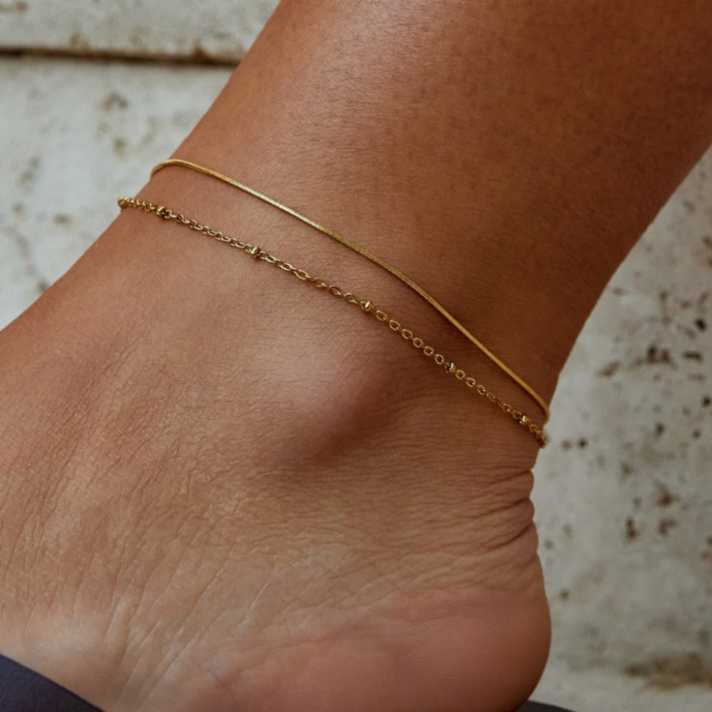 Layered Anklet with Dual Chain Detail