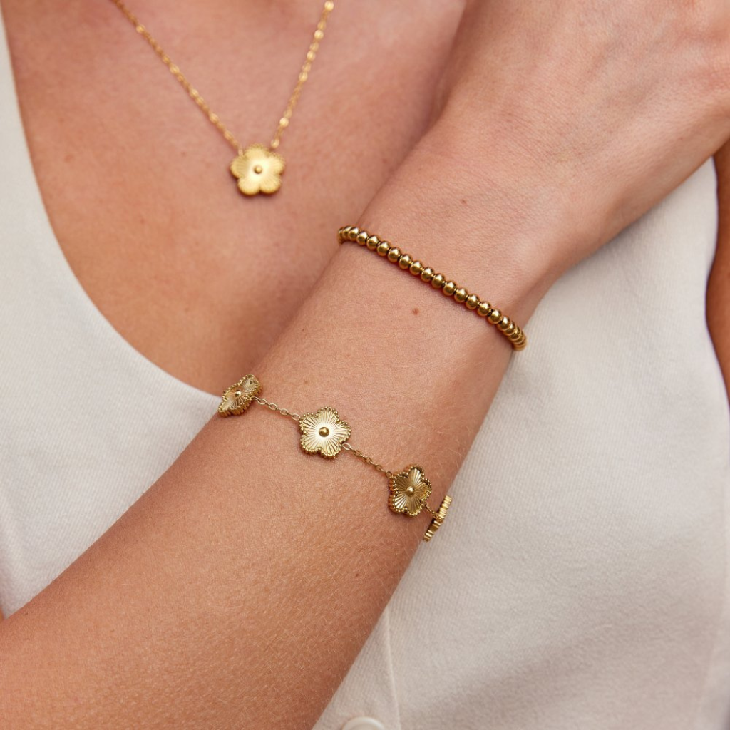 Clover Charm Bracelet with Double Sided Design