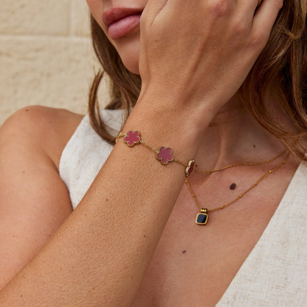 Clover Charm Bracelet with Double Sided Design