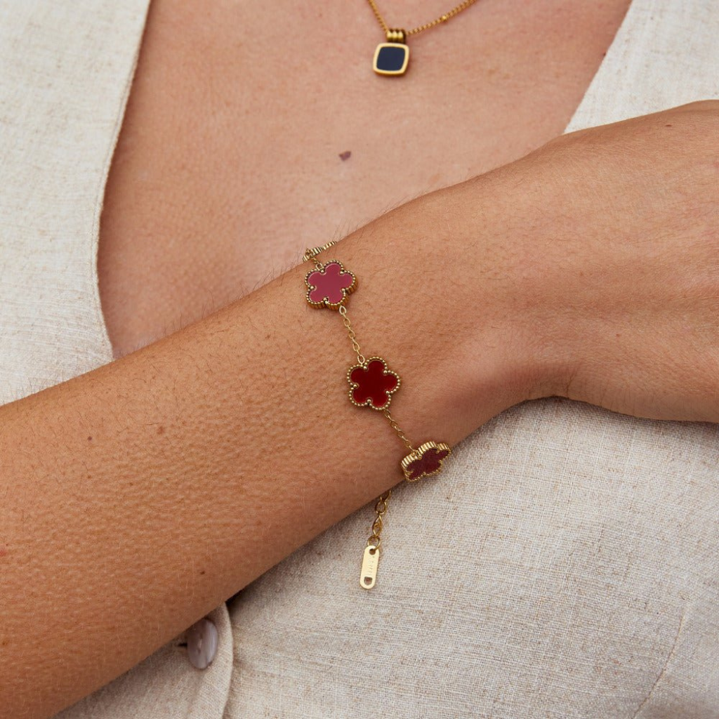 Clover Charm Bracelet with Double Sided Design