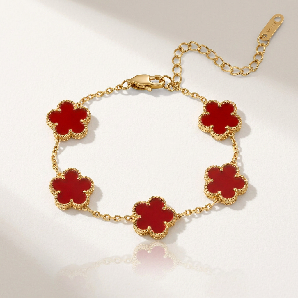Clover Charm Bracelet with Double Sided Design
