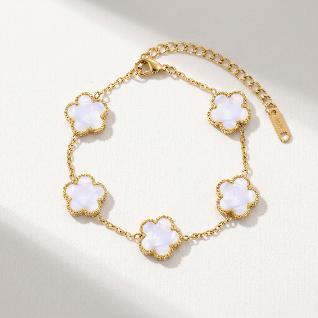 Clover Charm Bracelet with Double Sided Design