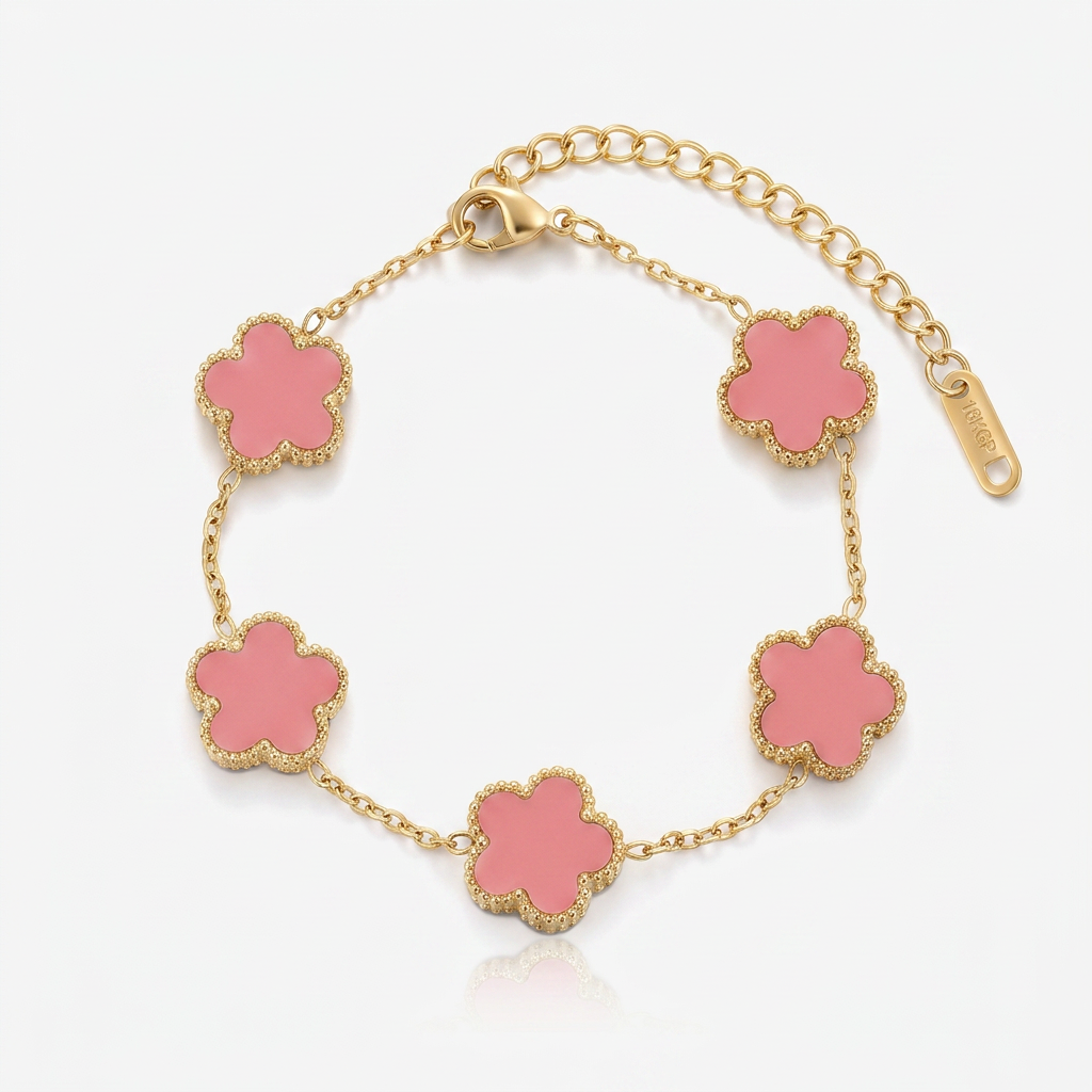 Clover Charm Bracelet with Double Sided Design