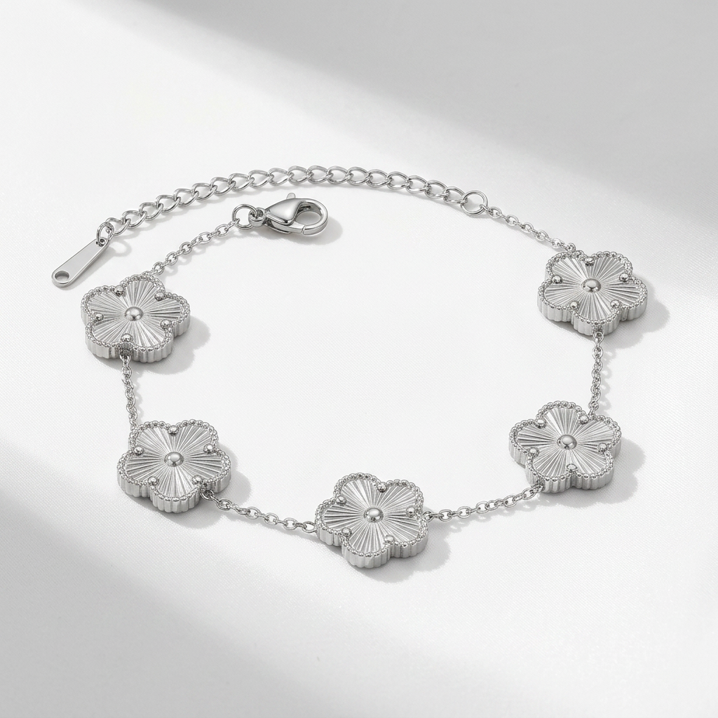 Clover Charm Bracelet with Double Sided Design