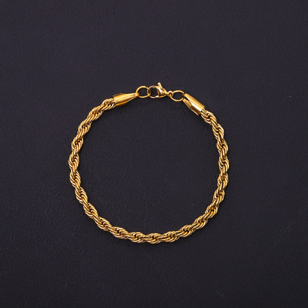Twisted Chain Bracelet with Rope Design