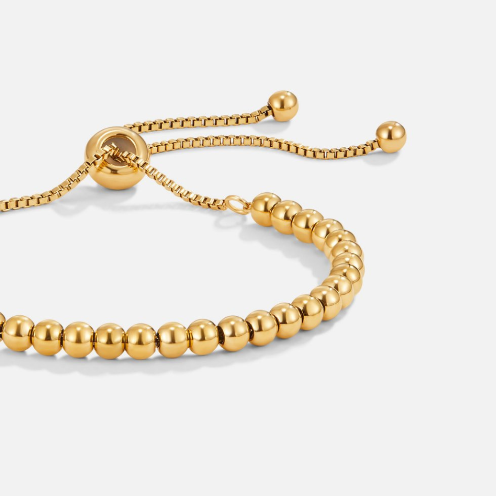 Gold Plated Beaded Bracelet with Slider Chain