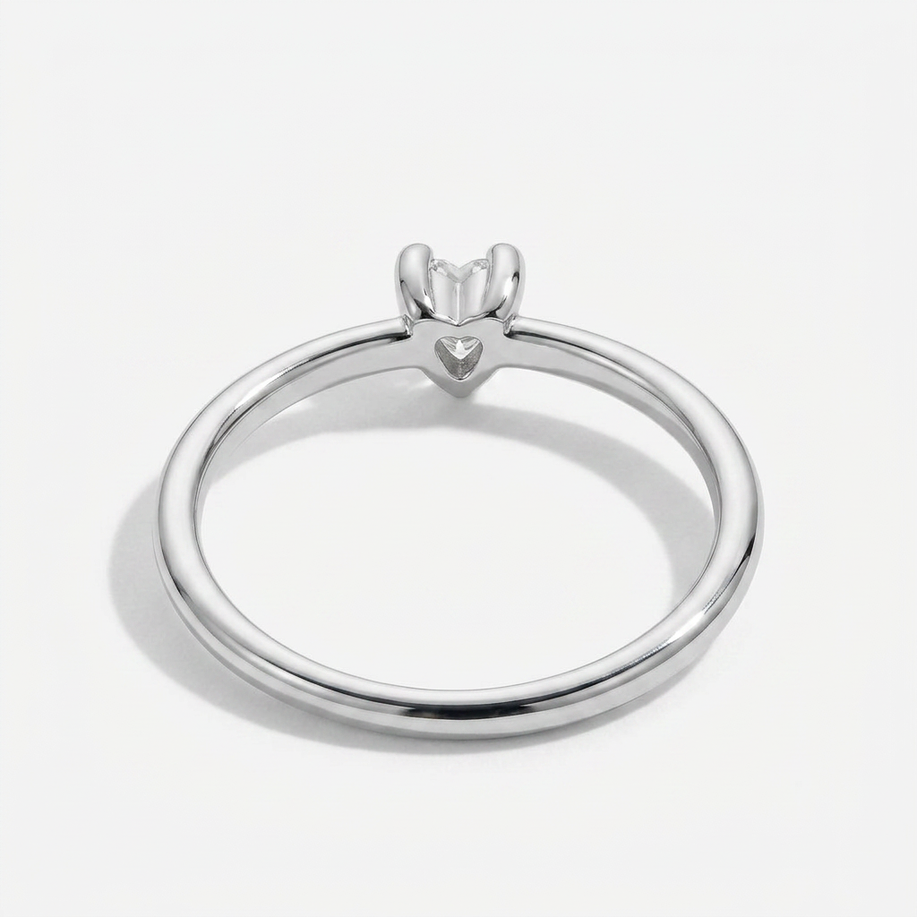 Heart Crystal Ring with Minimal Slim Band