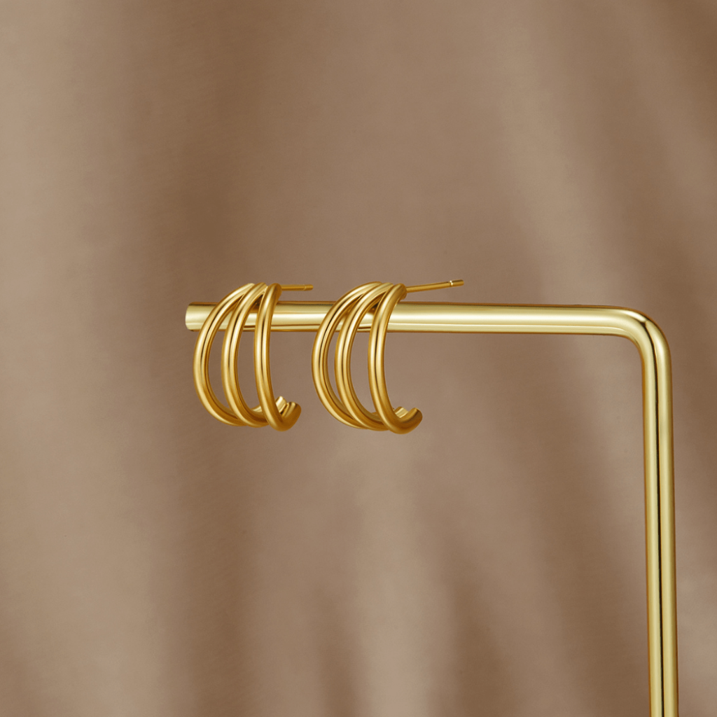 Hoop Earrings with Triple Band Design