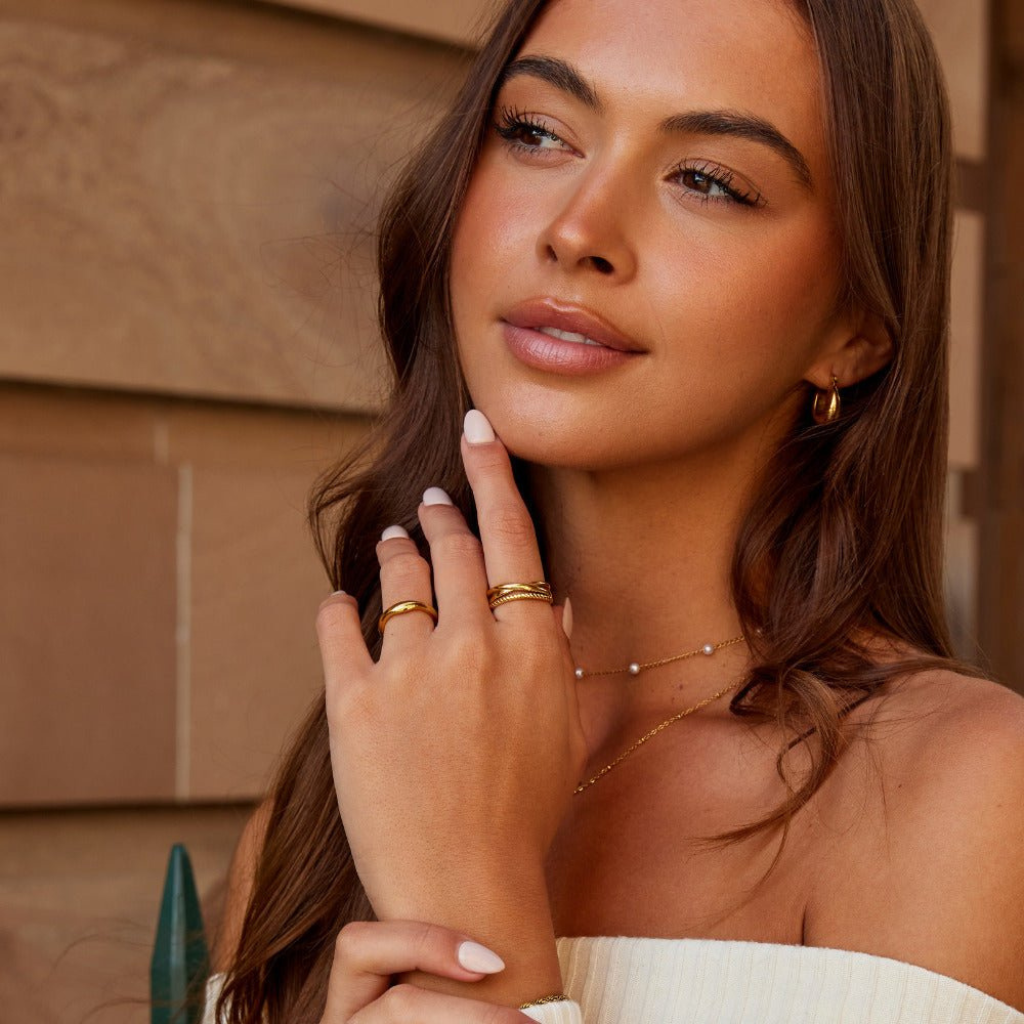 Gold Plated Ring with Twisted Crossed Bands