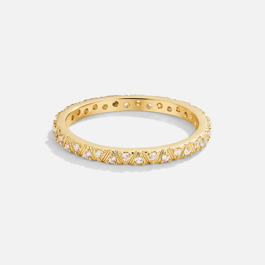 Gold Plated Band Ring with Crystal Detail
