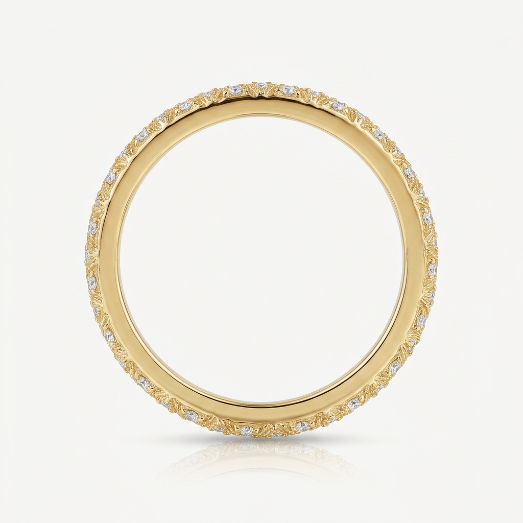 Gold Plated Band Ring with Crystal Detail