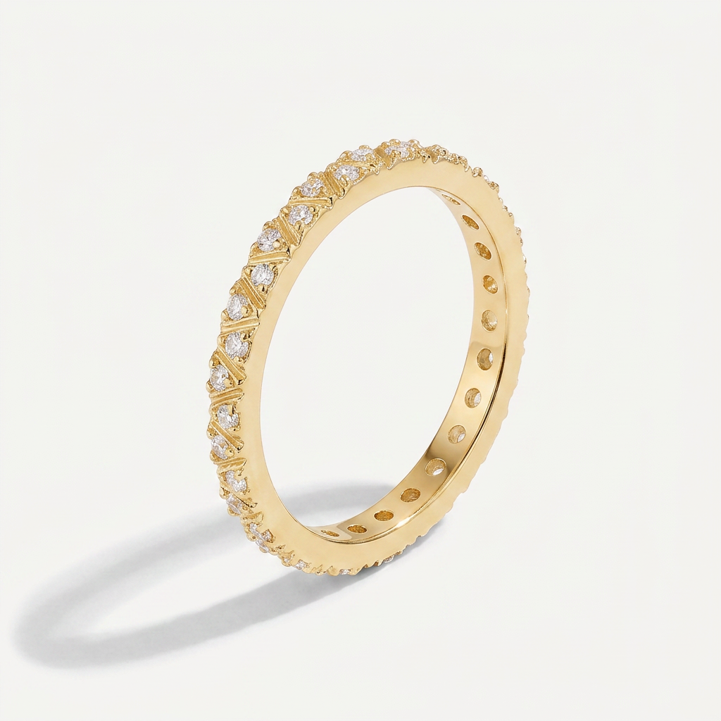 Gold Plated Band Ring with Crystal Detail