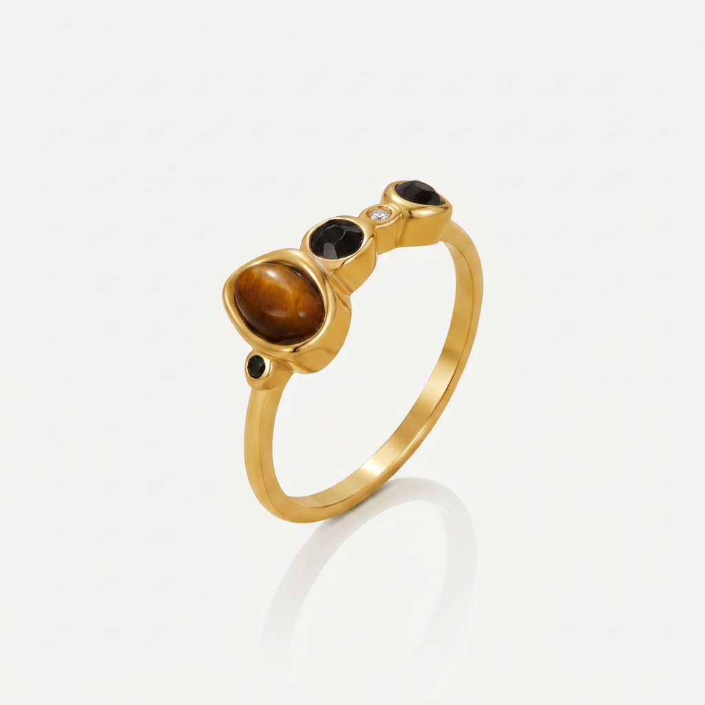 Crystal Ring with Mixed Stone Details