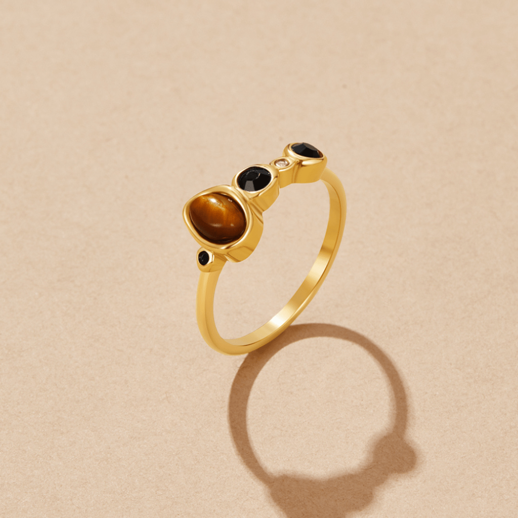 Crystal Ring with Mixed Stone Details
