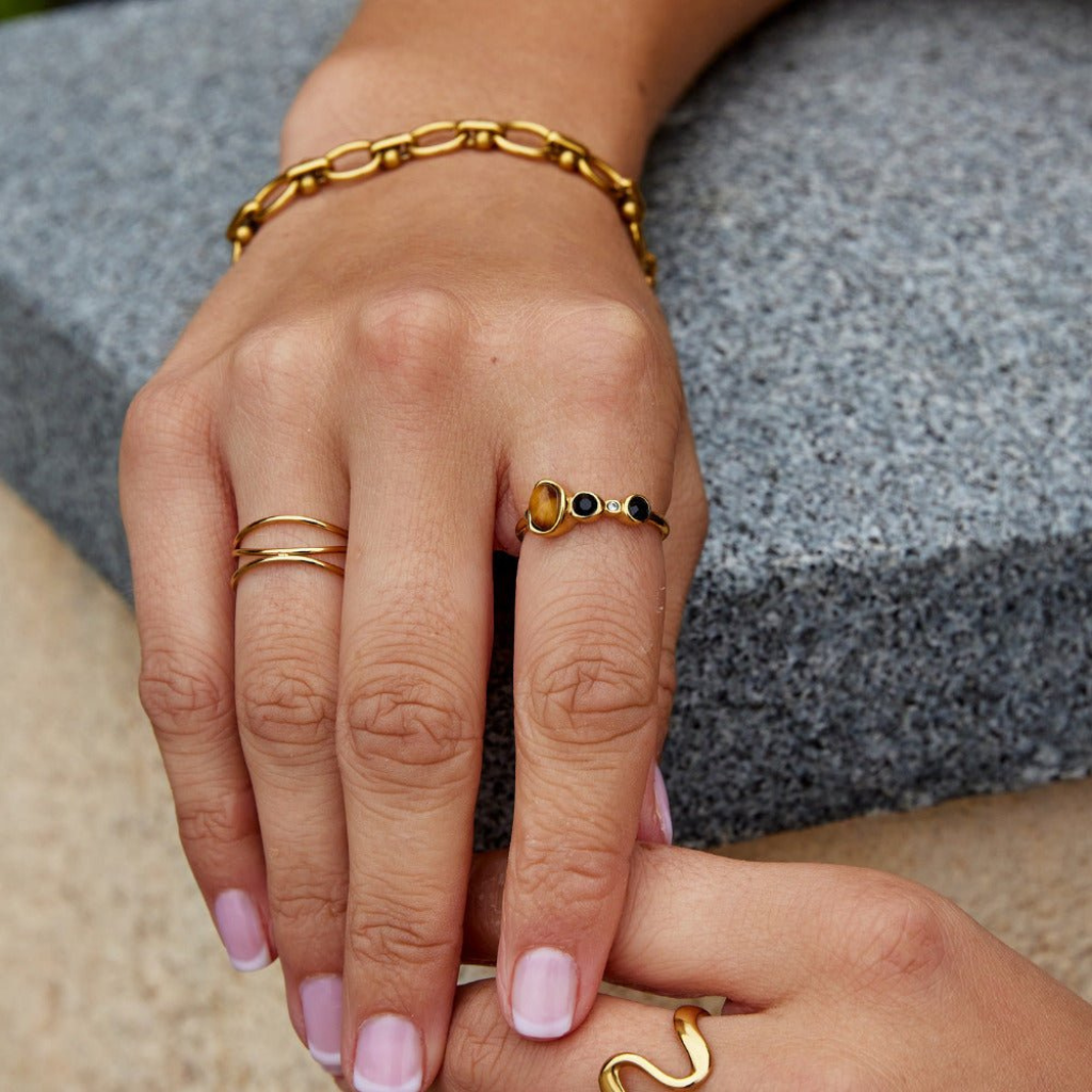 Crystal Ring with Mixed Stone Details