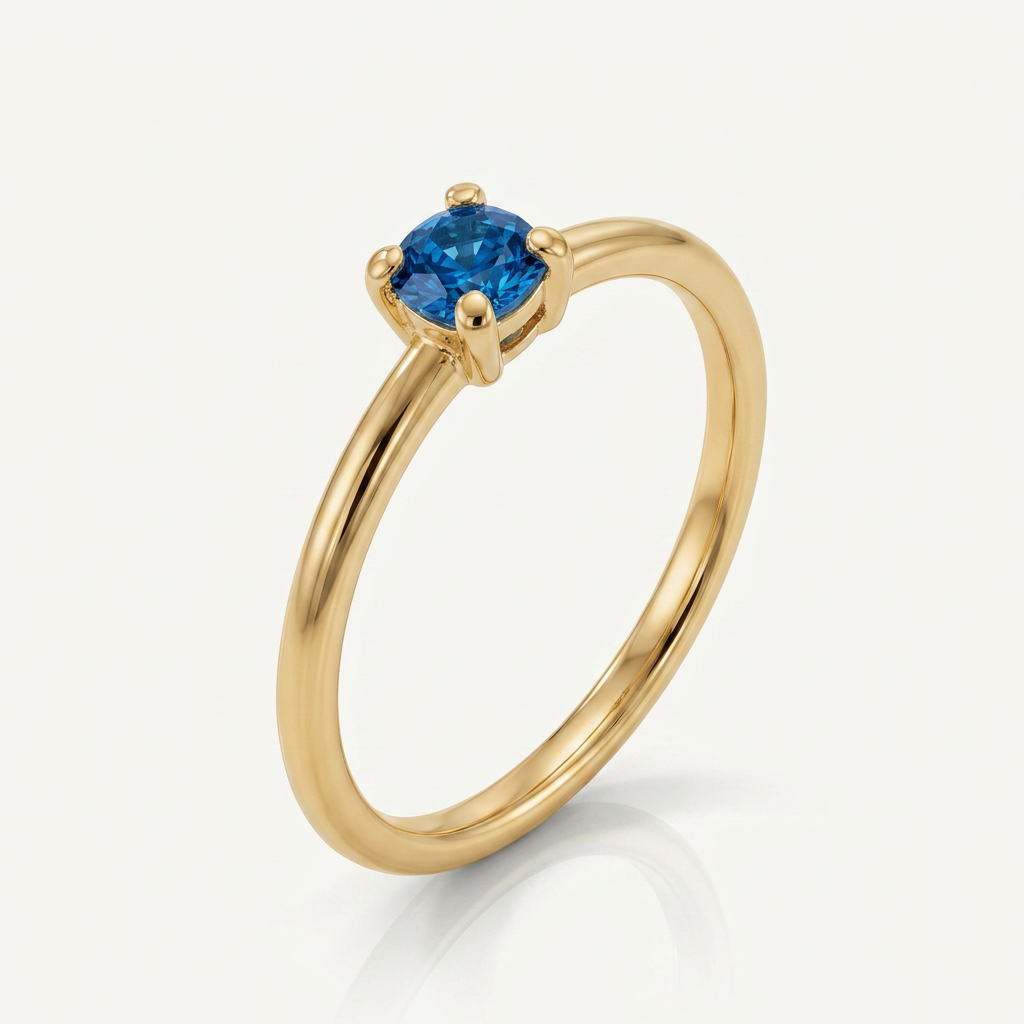 Gold Plated Birthstone Ring with Round Crystal