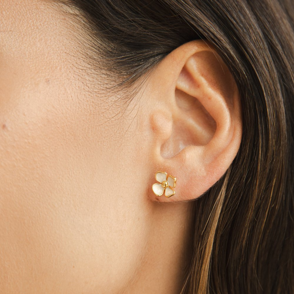 Stud Earrings with Blossom Petal Design