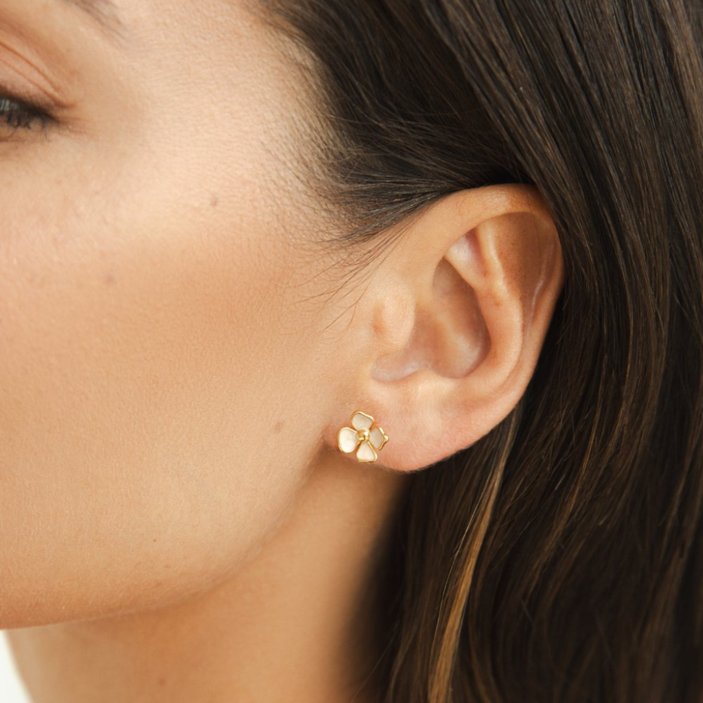 Stud Earrings with Blossom Petal Design