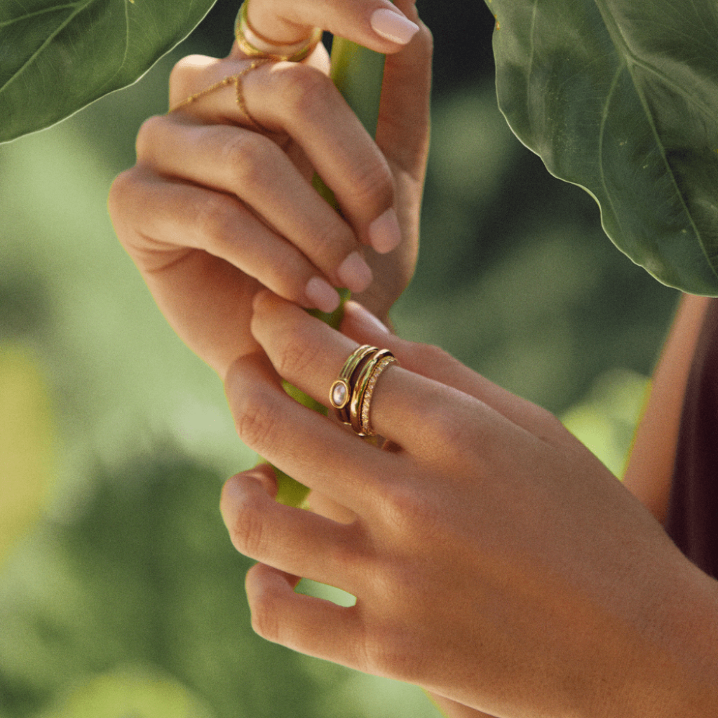 18K Gold Plated Ring with Oval Pearl Detail