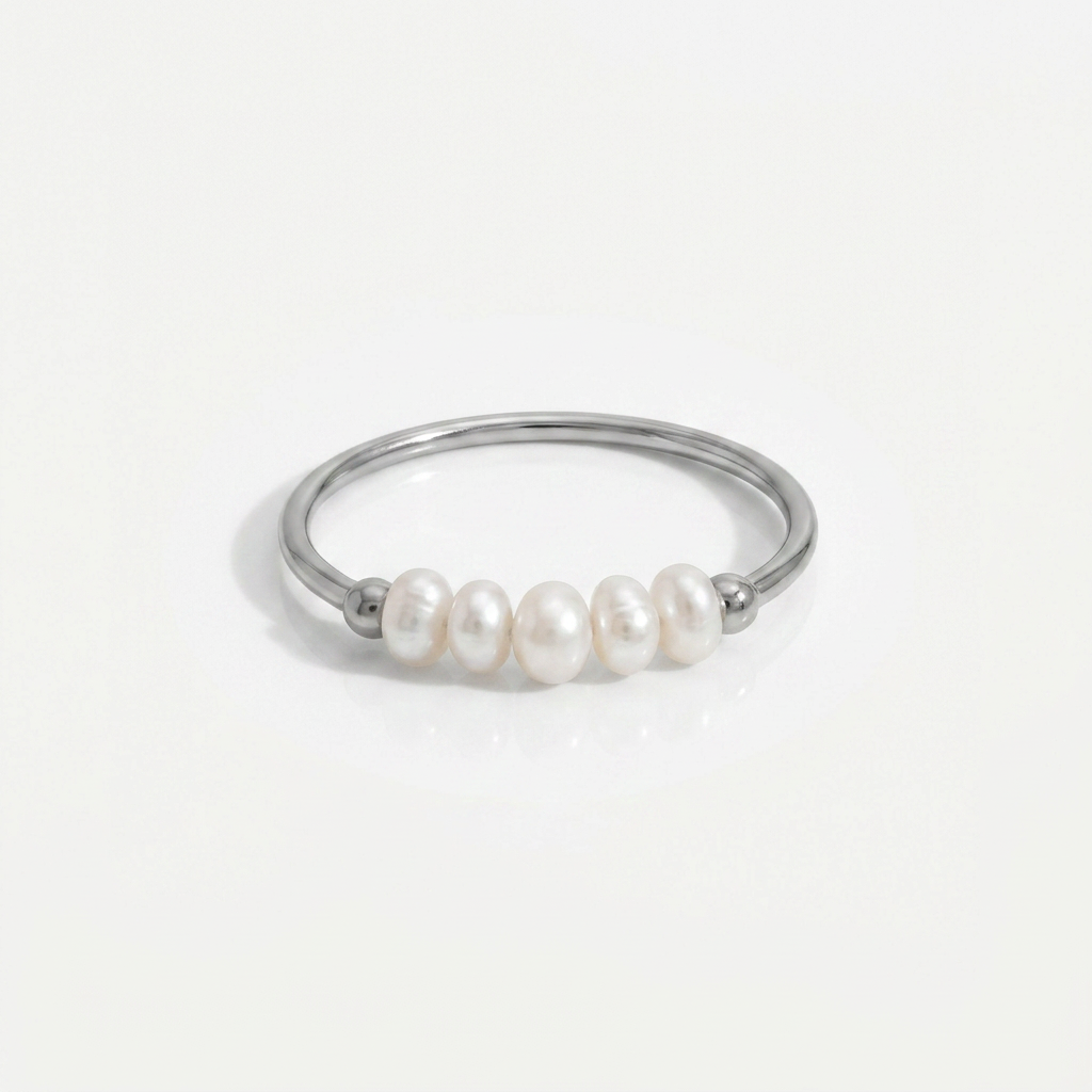 Ring with Freshwater Pearl Beads