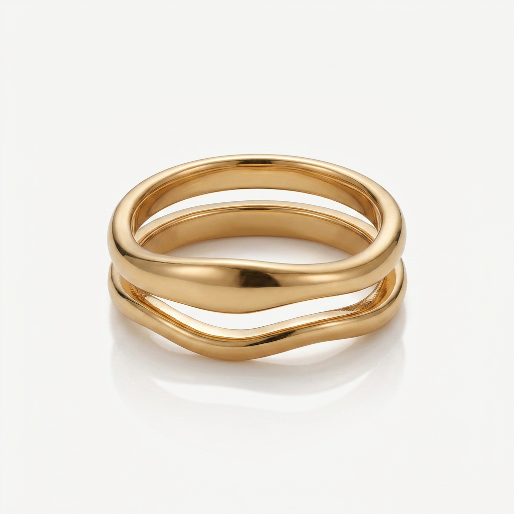 Ring Set with Organic Wave Bands