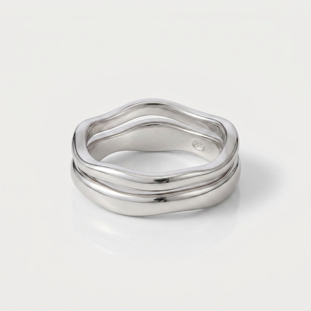 Ring Set with Organic Wave Bands